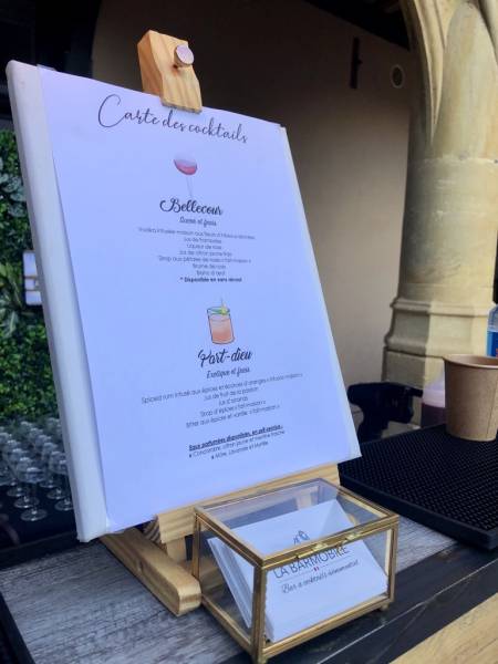 Carte des cocktails sur-mesure pour le vin d'honneur de votre mariage à Nandax